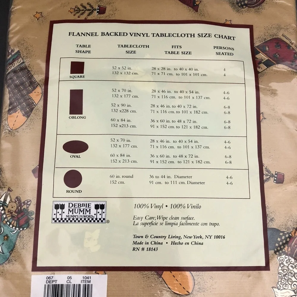 Debbie Mumm Magic Of Santa Vinyl Tablecloth Flannel Backed 52